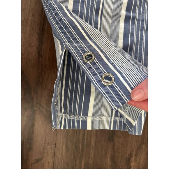 HIVIEW Blue White Stripe Pull-on Capri Pants, Size 14P Petite - Picture 8 of 8